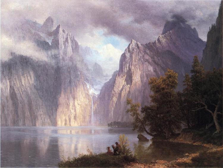 Albert Bierstadt Painting Scene in the Sierra Nevada